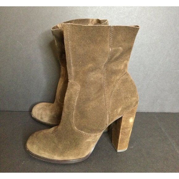 No 704 b EDDA Brown Suede High Heel Ankle Boots Size 39 8.5 Anthropologie - Picture 2 of 11